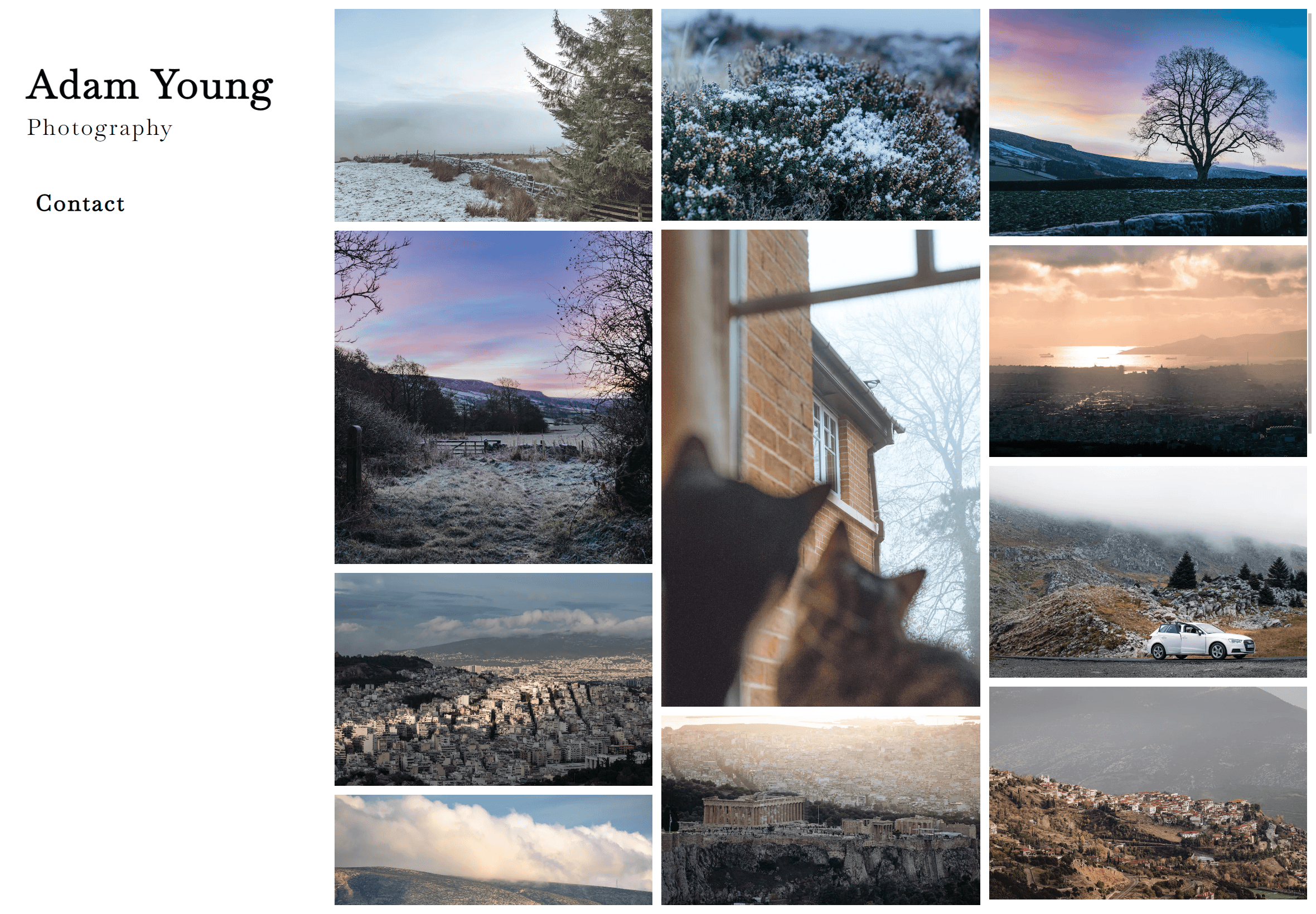 Screenshot of the photography.adammyoung.com site, with a collage of images filling the screen.